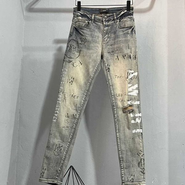jeans mens am1r1 trousers pants mirri ripped fashion designer brand new graffiti letter washed yellow hole slim denim men hip hop high 04ad, Blue
jeans mens am1r1 trousers pants mirri ripped fashion designer brand new graffiti letter washed yellow hole slim denim men hip hop high 04ad, Blue
