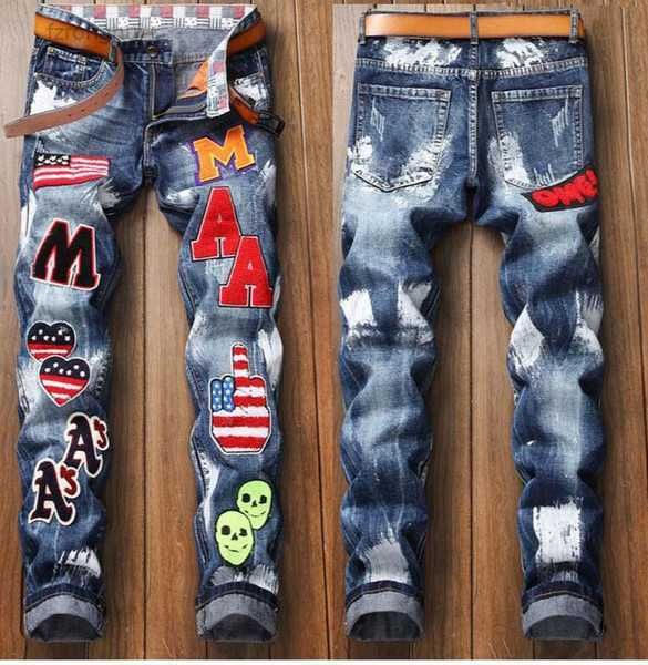 jeans more badge slim fit straight leg washed fashion sreetwear painted biker denim pants trousers big size 896 fr8q, Blue
jeans more badge slim fit straight leg washed fashion sreetwear painted biker denim pants trousers big size 896 fr8q, Blue