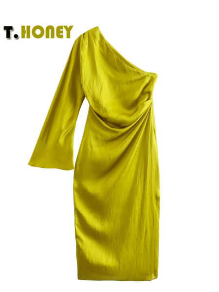 casual dresses fashion women single shoulder asymmetrical midi dress female party chic flare sleeve side zipper pleat casual split vestido z, Black;gray
casual dresses fashion women single shoulder asymmetrical midi dress female party chic flare sleeve side zipper pleat casual split vestido z, Black;gray