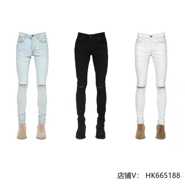 jeans mens am1r1 trousers pants mirri ripped fashion designer brand high street knee knife hole slim fit elastic men's hip hop leisure, Blue
jeans mens am1r1 trousers pants mirri ripped fashion designer brand high street knee knife hole slim fit elastic men's hip hop leisure, Blue