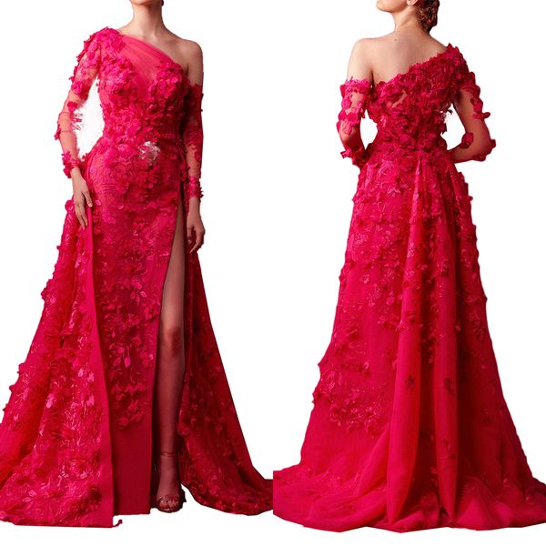 glamorous mermaid prom dresses one shoulder long sleeve with 3d flower applicant floor length plus size custom made party dress vestido de n, Black
glamorous mermaid prom dresses one shoulder long sleeve with 3d flower applicant floor length plus size custom made party dress vestido de n, Black
