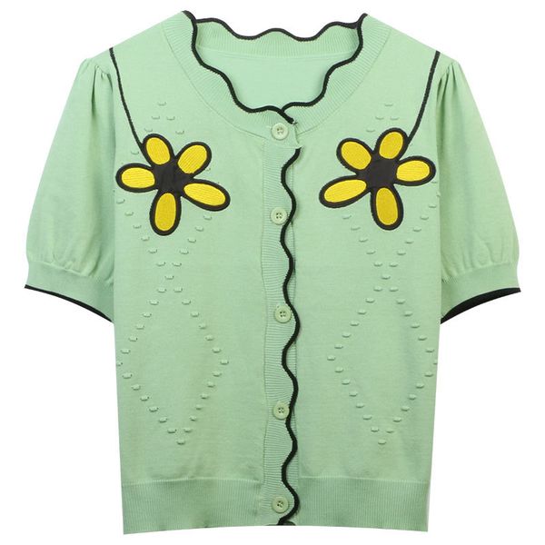 306 xl 2023 spring summer women sweater short sleeve crew neck cardigan brand same style striped green womens mingmo, White;black
306 xl 2023 spring summer women sweater short sleeve crew neck cardigan brand same style striped green womens mingmo, White;black