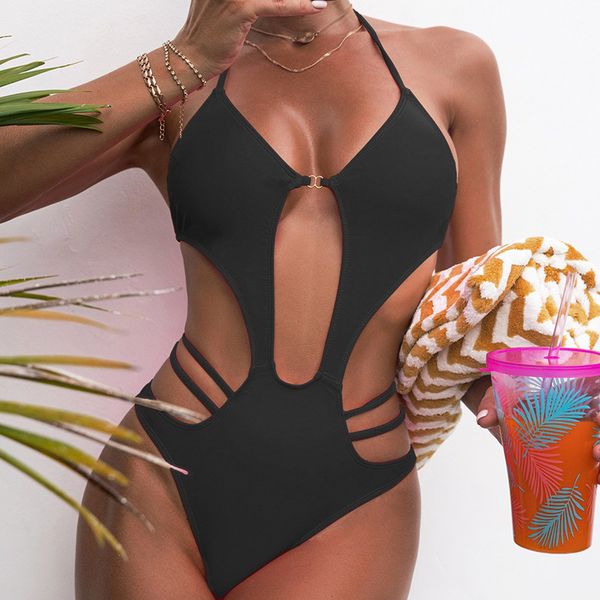 women's swimwear high cut swimwear women one-piece solid hollow out bandage women's swimsuit, White;black
women's swimwear high cut swimwear women one-piece solid hollow out bandage women's swimsuit, White;black