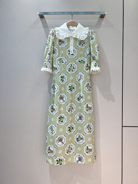 23 new lapel bubble short-sleeved dress with water-soluble embroidery on the collar and cuffs, Black;gray 
23 new lapel bubble short-sleeved dress with water-soluble embroidery on the collar and cuffs, Black;gray