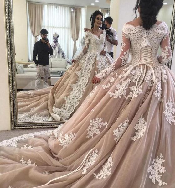 luxury ball gown wedding dresses saudi arabic off the shoulder lace long sleeves bridal gowns lace up tulle court train wedding ve9605035, White
luxury ball gown wedding dresses saudi arabic off the shoulder lace long sleeves bridal gowns lace up tulle court train wedding ve9605035, White