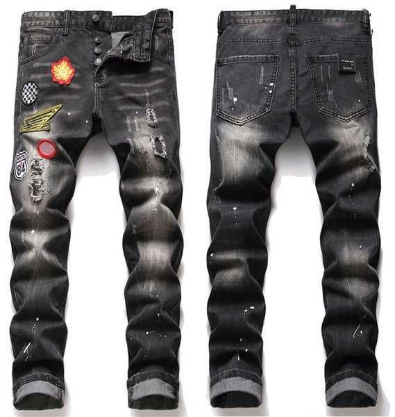 jeans slim fit ripped badge hole destroyed skinny straight leg washed frayed motocycle denim pants hip hop stretch biker distressed trousers, Blue
jeans slim fit ripped badge hole destroyed skinny straight leg washed frayed motocycle denim pants hip hop stretch biker distressed trousers, Blue