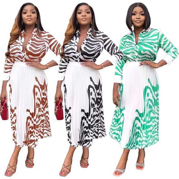 2023 new style women tracksuits dresses zebra long-sleeved shirt casual pleated half-length skirt spring and summer two-piece set, White
2023 new style women tracksuits dresses zebra long-sleeved shirt casual pleated half-length skirt spring and summer two-piece set, White