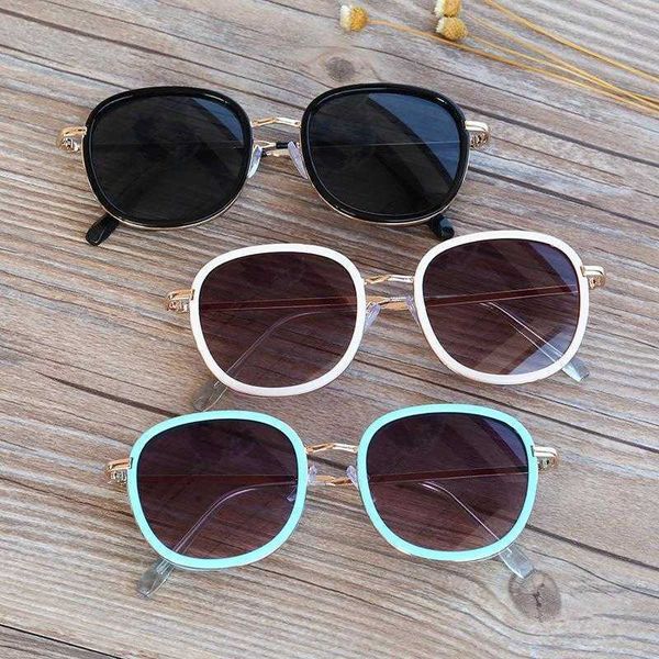 kids sunglasses 510 semi metal frame trendy glasses uv protection child, Blue