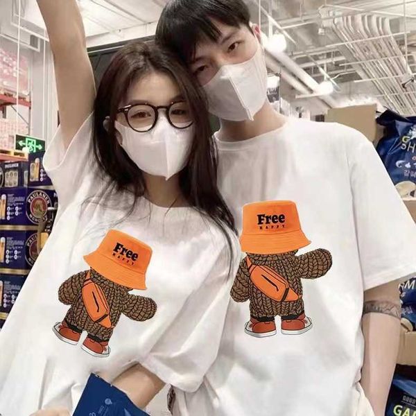women's and men's t-shirt couple's summer clothes fashion cotton blouse short-sleeved couple t-shirt wy77c2nx, White
