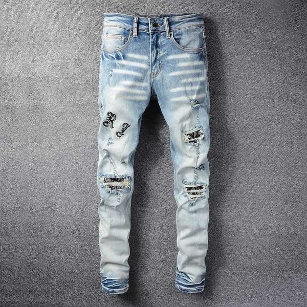 jeans mens am1r1 trousers pants mirri ripped fashion designer brand new wash hole embroidered slim men hip hop high street leisure cool fcxg, Blue
jeans mens am1r1 trousers pants mirri ripped fashion designer brand new wash hole embroidered slim men hip hop high street leisure cool fcxg, Blue