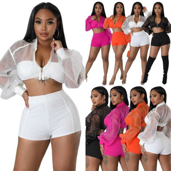 wholesale women designers tracksuits two piece outfits see-through blouses long sleeve zipper and shorts suits, Gray
wholesale women designers tracksuits two piece outfits see-through blouses long sleeve zipper and shorts suits, Gray