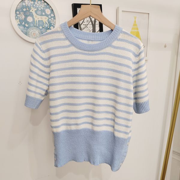 300 2023 runway spring women's sweaters brand same style t shirt sleeve blue yellow pullover fashion clothes womens xue, White;black
300 2023 runway spring women's sweaters brand same style t shirt sleeve blue yellow pullover fashion clothes womens xue, White;black