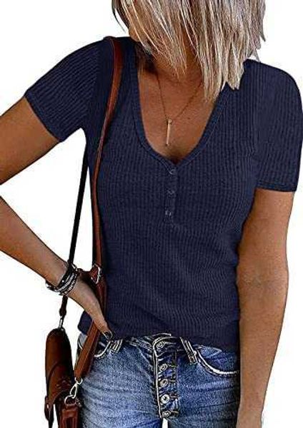 women's knit 2023 short sleeve button v neck ribbed shirts summer solid color casual teeezs2, White
women's knit 2023 short sleeve button v neck ribbed shirts summer solid color casual teeezs2, White