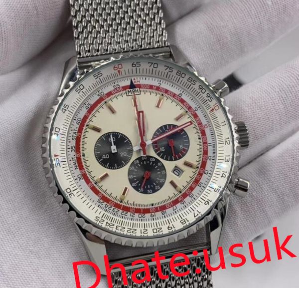 watch men 46mm quartz chronograph work mens watches luminous red hands watch wristwatches with three working subdials, Slivery;brown
watch men 46mm quartz chronograph work mens watches luminous red hands watch wristwatches with three working subdials, Slivery;brown
