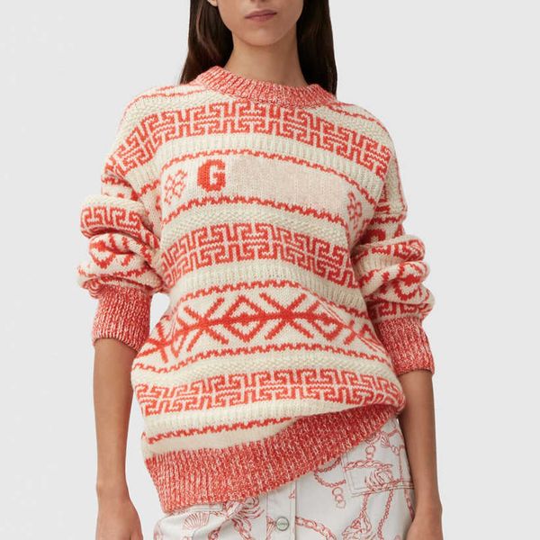 2023ss ganni women designer sweater wool knitted sweatshirt letter pullover loose long-sleeved sweater, White;black
2023ss ganni women designer sweater wool knitted sweatshirt letter pullover loose long-sleeved sweater, White;black