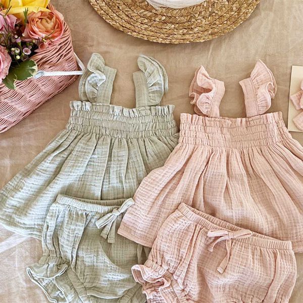 clothing sets summer baby girls suit set solid cotton linen casual square neck fly sleeve ruffle shorts clothes for toddler infant p, White
clothing sets summer baby girls suit set solid cotton linen casual square neck fly sleeve ruffle shorts clothes for toddler infant p, White