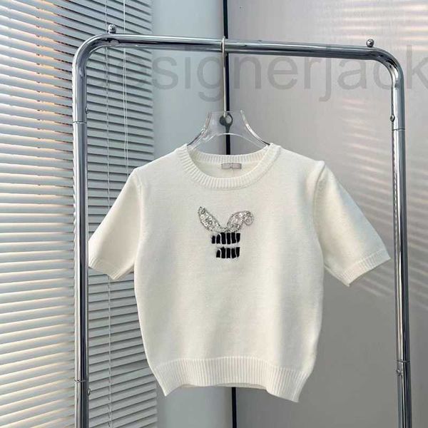 women's t-shirt designer spring summer 2023 new studded rabbit ear short sleeve simple fashion letter t-shirt sweet thin knit round nec, White
women's t-shirt designer spring summer 2023 new studded rabbit ear short sleeve simple fashion letter t-shirt sweet thin knit round nec, White