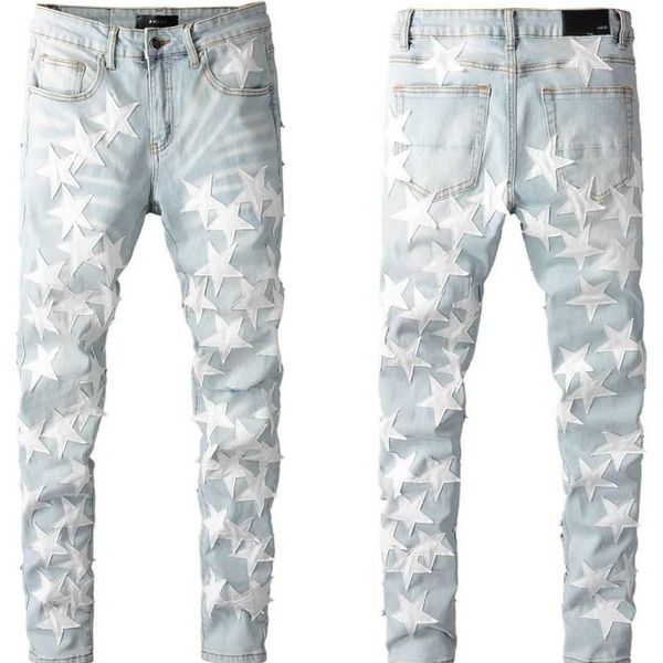 jeans mens am1r1 trousers pants mirri ripped fashion designer brand high street color knife hole men's white star patchwork patch slim, Blue
jeans mens am1r1 trousers pants mirri ripped fashion designer brand high street color knife hole men's white star patchwork patch slim, Blue