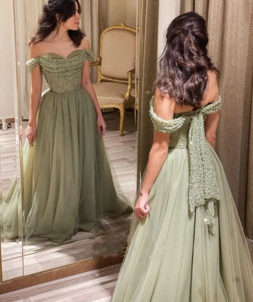 2023 olive green prom dresses sequins sleeveless off the shoulder straps custom made ruched evening party gowns vestidos formal occasion wea, Black
2023 olive green prom dresses sequins sleeveless off the shoulder straps custom made ruched evening party gowns vestidos formal occasion wea, Black