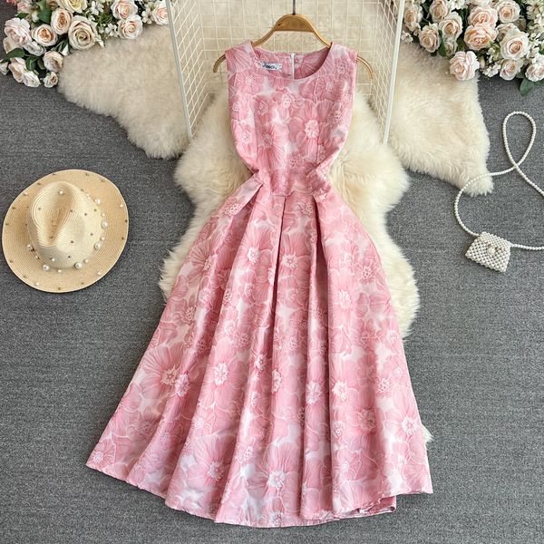 premium jacquard tank long dress 2023 summer light luxury temperament round neck sleeveless waist slim a-line dress, Black;gray
premium jacquard tank long dress 2023 summer light luxury temperament round neck sleeveless waist slim a-line dress, Black;gray