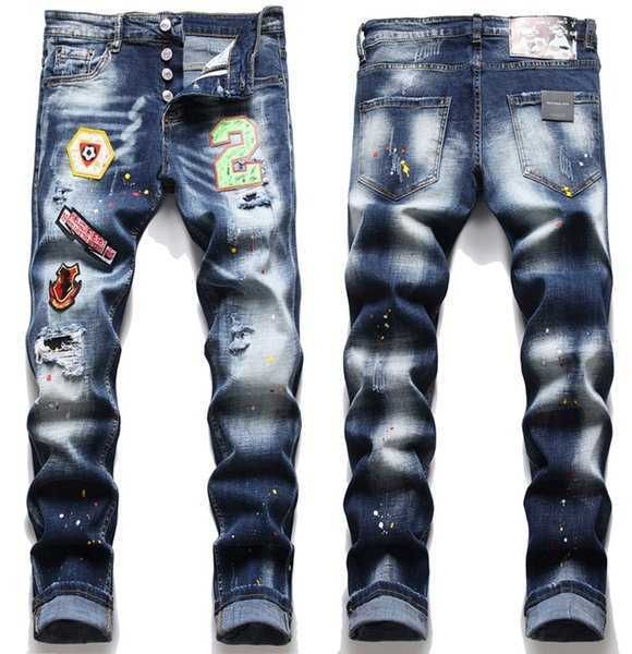 jeans slim fit straight leg stretchy ripped badge skinny denim pants 5-pocket regular cotton jean destroyed hole clothing pant hip hop casua, Blue
jeans slim fit straight leg stretchy ripped badge skinny denim pants 5-pocket regular cotton jean destroyed hole clothing pant hip hop casua, Blue