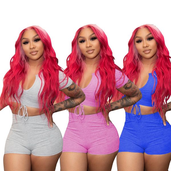 2023 designer summer ribbed outfits women tracksuits two piece sets short t-shirt and shorts matching sweatsuits solid sportswear bulk whole, Gray
2023 designer summer ribbed outfits women tracksuits two piece sets short t-shirt and shorts matching sweatsuits solid sportswear bulk whole, Gray