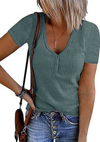 women's knit 2023 short sleeve button v neck ribbed shirts summer solid color casual tee9bii, White
women's knit 2023 short sleeve button v neck ribbed shirts summer solid color casual tee9bii, White