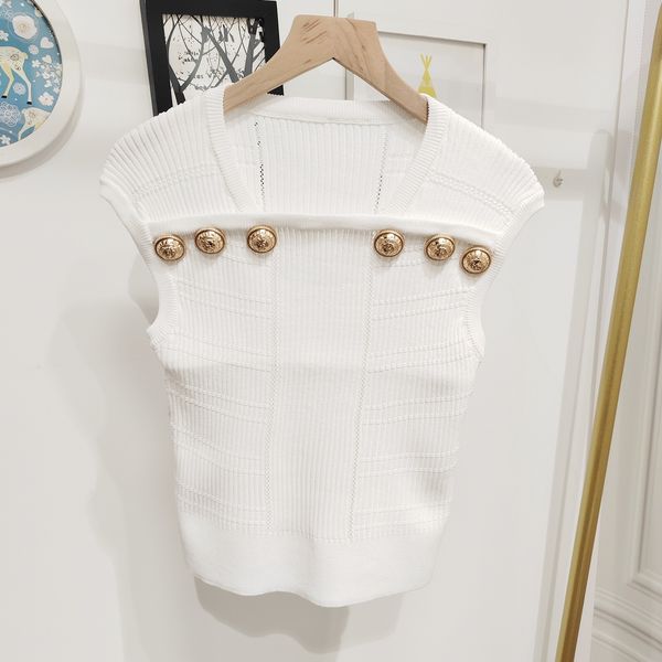 300 2023 runway spring women's sweaters brand same style t shirt sleeveless black white purple pullover fashion clothes womens xue, White;black
300 2023 runway spring women's sweaters brand same style t shirt sleeveless black white purple pullover fashion clothes womens xue, White;black