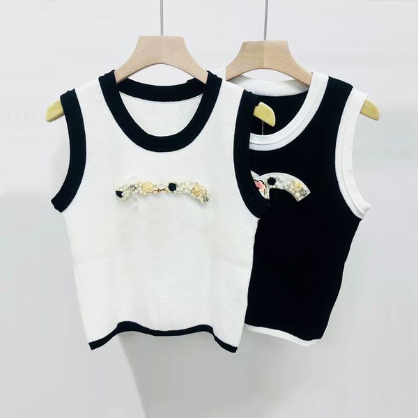 306 2023 brand same style sweater sleeveless women's sweaters white black crew neck sequins beads pullover fashion clothes xue
306 2023 brand same style sweater sleeveless women's sweaters white black crew neck sequins beads pullover fashion clothes xue