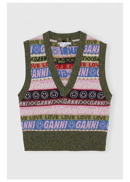 2023ss ganni women designer vest smiling jacquard wool blended college style knitted vest, Black;white
2023ss ganni women designer vest smiling jacquard wool blended college style knitted vest, Black;white