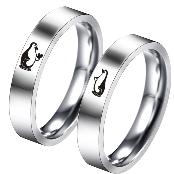 4mm fashion cute penguin couple ring men women stainless steel wedding jewelry valentine's day gift rings for him and her love heart, Silver
4mm fashion cute penguin couple ring men women stainless steel wedding jewelry valentine's day gift rings for him and her love heart, Silver