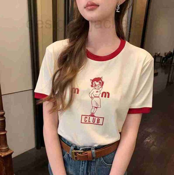 women's t-shirt designer 2023 spring and summer letter cartoon printing short slim fit color-blocking t-shirt hair rond, White
women's t-shirt designer 2023 spring and summer letter cartoon printing short slim fit color-blocking t-shirt hair rond, White