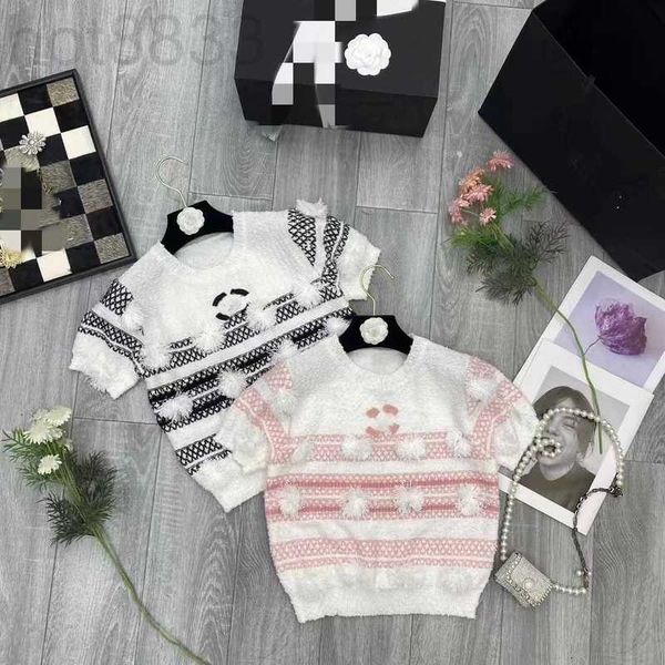 women's t-shirt designer 2023 summer new hairball stripe color-blocking short-sleeved sweater for sweet and young people's chic sh, White
women's t-shirt designer 2023 summer new hairball stripe color-blocking short-sleeved sweater for sweet and young people's chic sh, White