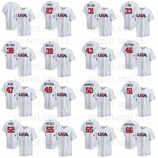 2023 world baseball classic wbc usa jerseys trout mullins lynn williams mikolas raley goldschmidt adam graveman wainwright singer bard press, Blue;black
2023 world baseball classic wbc usa jerseys trout mullins lynn williams mikolas raley goldschmidt adam graveman wainwright singer bard press, Blue;black