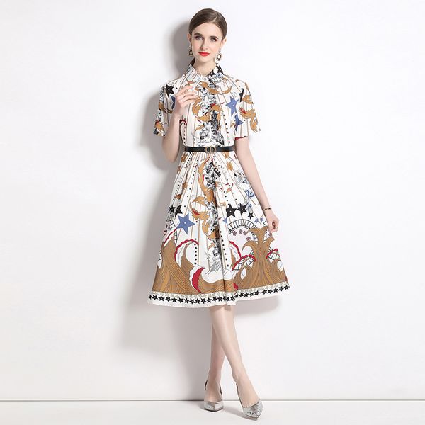 elegant printed shirt collar midi dress short sleeve 2023 summer slim fitting women single-breasted cardigan dresses designer runway ladies, Black;gray
elegant printed shirt collar midi dress short sleeve 2023 summer slim fitting women single-breasted cardigan dresses designer runway ladies, Black;gray