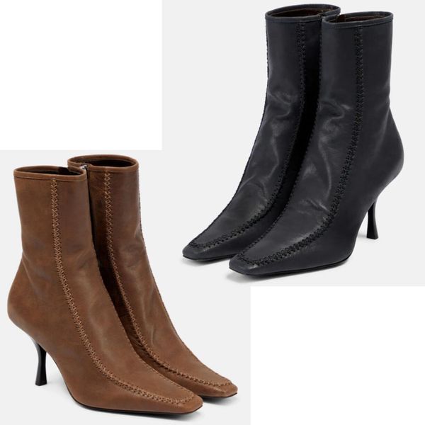 fashion women's romy ankle boots, sheepskin square toe stitching, side zipper high heels, show noble charm dress, wedding evening dress, Black
fashion women's romy ankle boots, sheepskin square toe stitching, side zipper high heels, show noble charm dress, wedding evening dress, Black