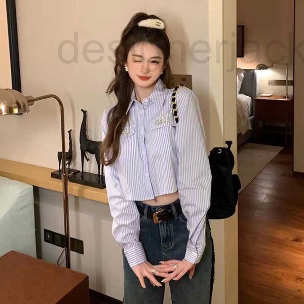 women's blouses & shirts designer striped shirt spring commute versatile pocket with diamonds loose short kpbr, White
women's blouses & shirts designer striped shirt spring commute versatile pocket with diamonds loose short kpbr, White