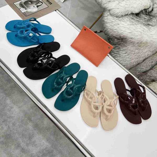 Image of Egerie Sandal Flat Sandals Flip Flop Woman Slipper Designer Slides Chain Rubber Black Blue Beach Oran Sandal Fashion Outdoor Flip Flop versatile Size35-41