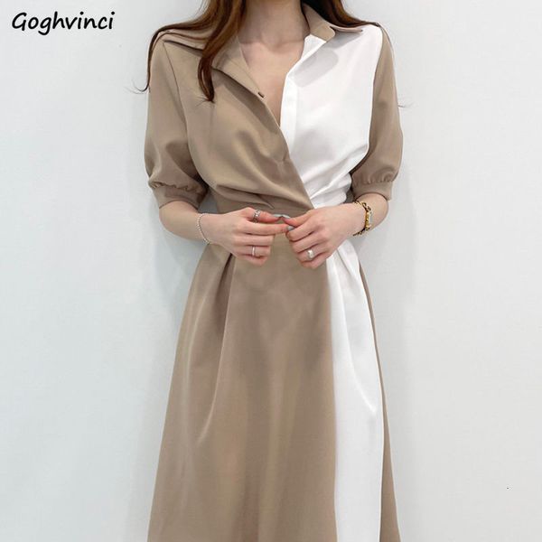 casual dresses short puff sleeve dress women patchwork fashion turn down collar simple korean style mid-calf tunic female all match ins 2303, Black;gray
casual dresses short puff sleeve dress women patchwork fashion turn down collar simple korean style mid-calf tunic female all match ins 2303, Black;gray