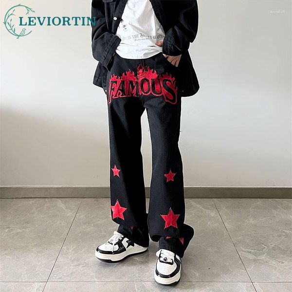men's jeans american vibe styles patch letter embroidery black baggy men pants y2k clothes hip hop straight elegant denim trousers, Blue
men's jeans american vibe styles patch letter embroidery black baggy men pants y2k clothes hip hop straight elegant denim trousers, Blue