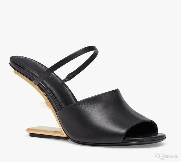 23s/s first sandals dress shoes leather strap f-shaped sculpted heel pumps wholesale gold-colored metal discount outdoor footwear with box, Black
23s/s first sandals dress shoes leather strap f-shaped sculpted heel pumps wholesale gold-colored metal discount outdoor footwear with box, Black