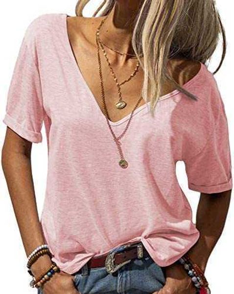 women blank shirts fashion deep v-neck short sleeve solid casual loose basic t-shirtfvwtfvwt, White
women blank shirts fashion deep v-neck short sleeve solid casual loose basic t-shirtfvwtfvwt, White