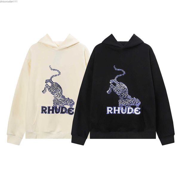 american style niche fashion rhude leopard print hip-hop loose casual hooded sweater, Black
american style niche fashion rhude leopard print hip-hop loose casual hooded sweater, Black