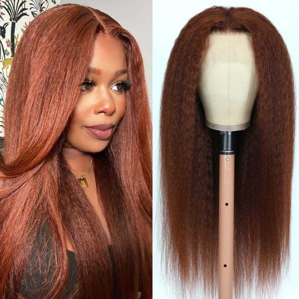 synthetic wigs reddish brown kinky straight synthetic lace wigs for women 13x1 t part copper red pre plucked with baby hair closured wig 230, Black
synthetic wigs reddish brown kinky straight synthetic lace wigs for women 13x1 t part copper red pre plucked with baby hair closured wig 230, Black