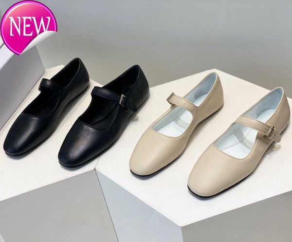 the row soft waxy square round head flat mary jane single shoes made in dongguan leather ballet shoes for women, Black
the row soft waxy square round head flat mary jane single shoes made in dongguan leather ballet shoes for women, Black