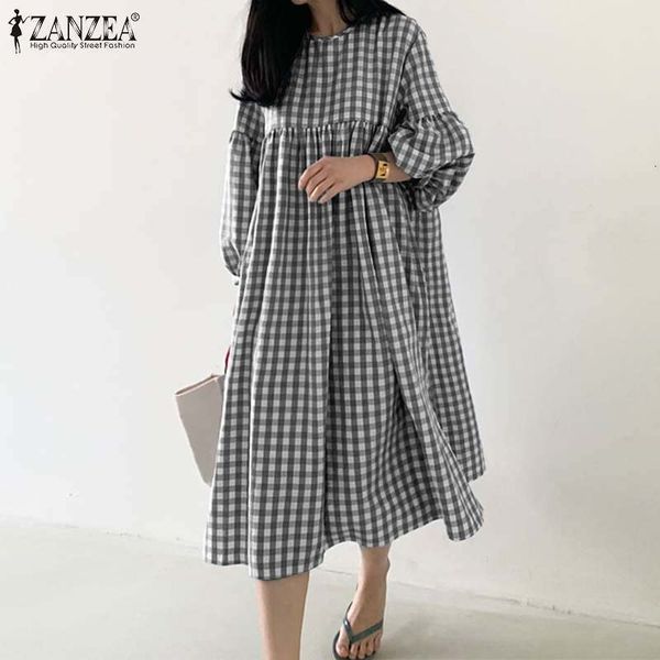casual dresses women's check dress zanzea vintage autumn dress casual puff sleeve midi vestidos female o neck robe femme oversized 2303, Black;gray
casual dresses women's check dress zanzea vintage autumn dress casual puff sleeve midi vestidos female o neck robe femme oversized 2303, Black;gray