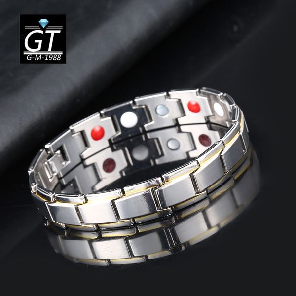 men's magnetic gold curb bracelet bangle titanium steel magnetic bracelet, Black
men's magnetic gold curb bracelet bangle titanium steel magnetic bracelet, Black