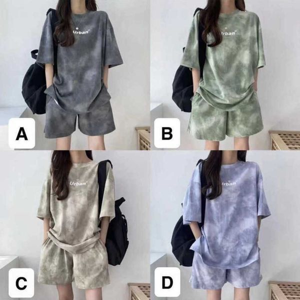 women 2023 tracksuits sport suits tie-dyed short-sleeved shorts for two-piece summer fashion loose casual sportswear suit, Gray
women 2023 tracksuits sport suits tie-dyed short-sleeved shorts for two-piece summer fashion loose casual sportswear suit, Gray