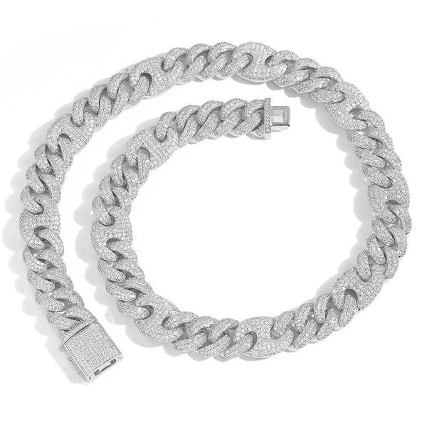 cuban necklace 15mm 3 to 1 pig nose bubble cuban chain hip-hop men's bracelet, Silver