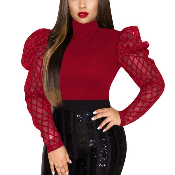 women's t-shirt vintage t-shirt women long sleeve turtleneck solid slim fit t-shirts club party ladies elegant fashion puff sleeve 2303, White
women's t-shirt vintage t-shirt women long sleeve turtleneck solid slim fit t-shirts club party ladies elegant fashion puff sleeve 2303, White